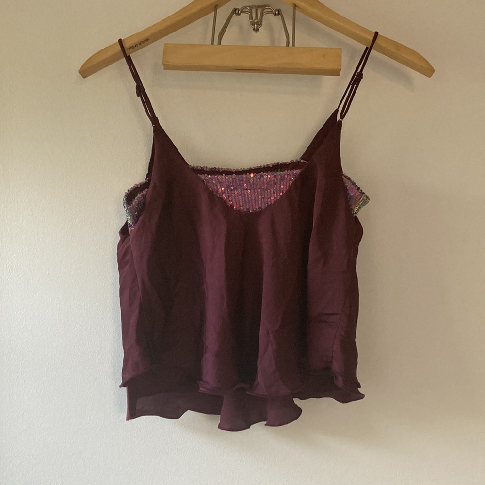 NWT FREE PEOPLE Intimately Plum Sparkle Top